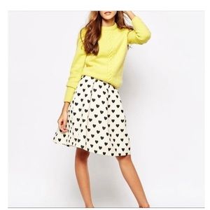 Essentiel Antwerp Cream Kiriwit Black Hearts Skirt size 10-super cute!!!
